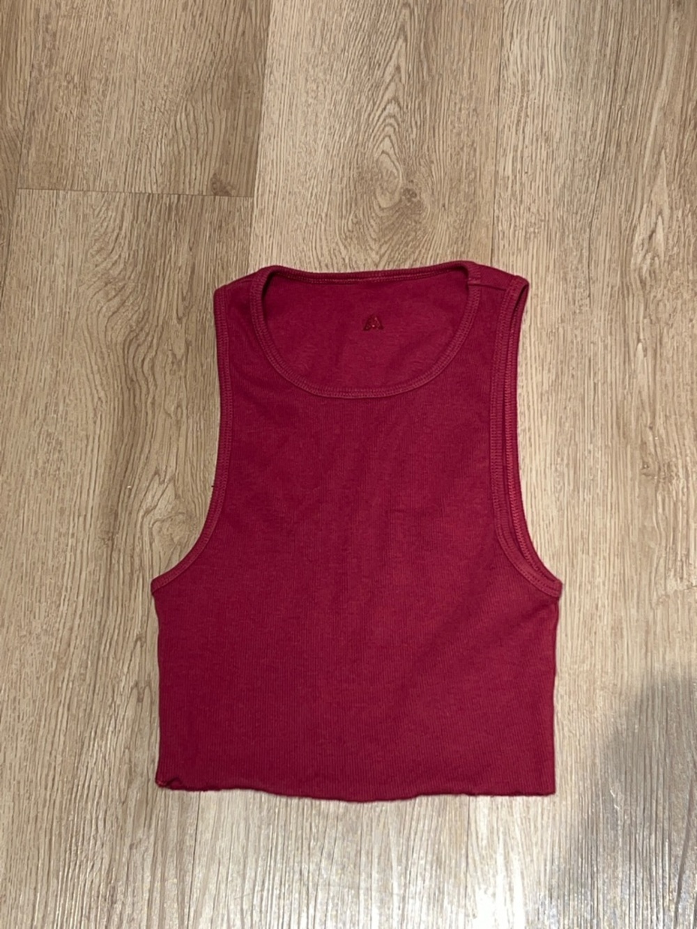 Ribbed Sleeveless Crop Tank Top - Deep Maroon